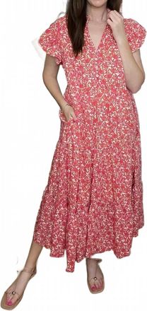 Entro Blossom Breeze Midi Dress In Pink