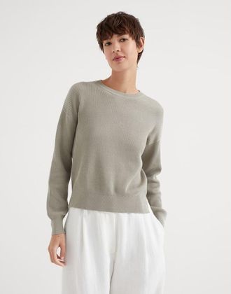 Brunello Cucinelli Light Grey Ribbed Sweater, Size X-Small