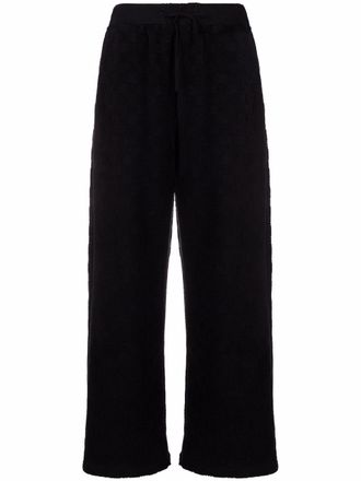 AMBUSH monogram jacquard wide-leg trousers - women - Cotton/Polyamide/Cotton - M - Black