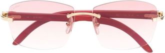 Cartier rimless rectangle-frame sunglasses - unisex - Acetate - 58 - Red