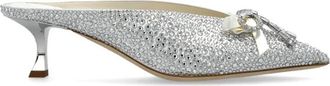 Jimmy Choo London Auria Mule 50 - Dames - Muiltjes - Grijs - 37 EU - Leer - Schoenen