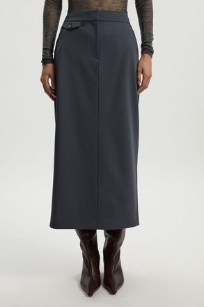 Karen Millen Tailored Twill Pencil Maxi Skirt in Grey at Nordstrom, Size 10