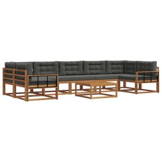 vidaXL Conjunto De Sof&aacute;s De Exterior 8 Pcs Natural Y Antracita Vidaxl