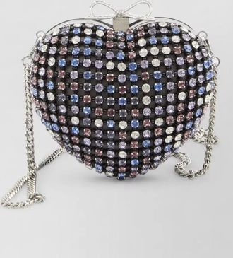 Self Portrait the bow crystal embellished clutch bag