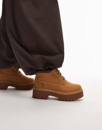 Timberland Womens Stone Street Nellie platform boots in wheat nubuck - Camel - Size UK 5