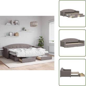 vidaXL The Living Store Divano Letto Estraibile con Cassetti Tortora 80x200 cm Tessuto - Letto estraibile