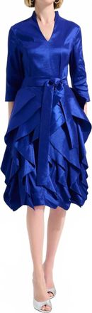 Joseph Ribkoff Belted Ruffle Skirt Dress In Royal Sapphire