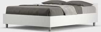 ITYhome Cama Doble Francesa Con Almacenamiento 140x190 De Madera Blanca Nuamo