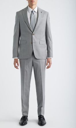 Jack Victor Esprit Contemporary Fit Light Grey Glen Check Super 100s Wool Suit at Nordstrom, Size 44