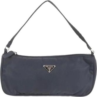 Prada Pre-owned Shoulder Bags, female, Black, Size: ONE SIZE Pre-owned Nylon Handbag Pouch