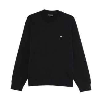 Emporio Armani Hoodies & sweatvesten, Heren, Blauw, M, Katoen, Katoenen sweatshirt met ronde hals