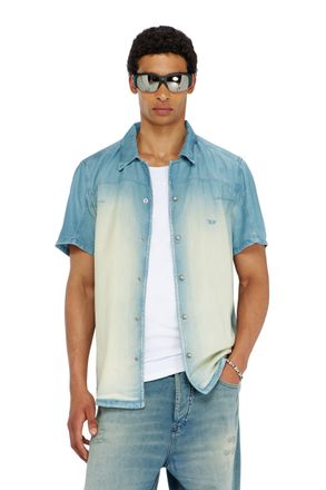 Diesel Short-sleeve shirt in fluid overdyed denim - Denim Shirts - Man - Blue