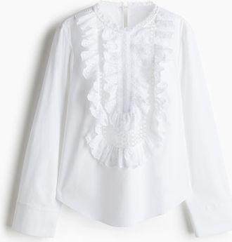 H&M Baumwollbluse mit Volants - White