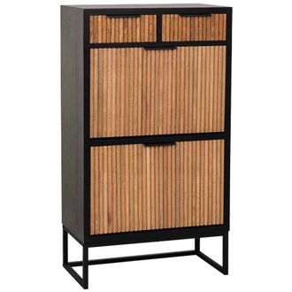 Wanderlust Deco Zapatero de 2 cajones y 2 puertas madera y metal 70x32x120