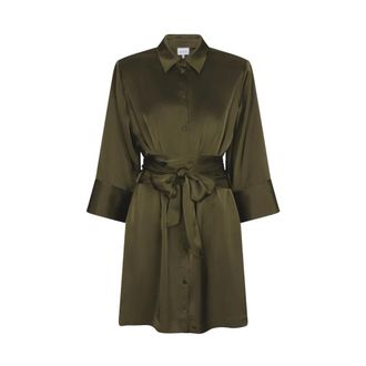 Dante6 Noanne Satin Shirt-Wrap Jurk - Dames - Jurken - Groen - Maat: XS Satijn