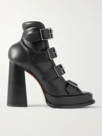 Alexander McQueen Sandali In Pelle Con Fibbia - Nero