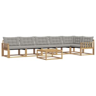 vidaXL Conjunto De Sof&aacute;s De Exterior 7 Pcs Blanco Y Gris Claro Vidaxl