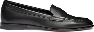Santoni Leren Penny Loafer - Dames - Loafers - Zwart - 35 EU - Leer - Schoenen