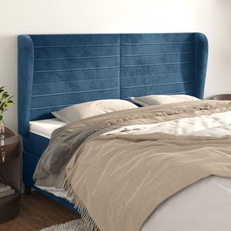 vidaXL Cabecero Con Orejas De Terciopelo Azul Oscuro 163x23x118/128 Cm Vidaxl