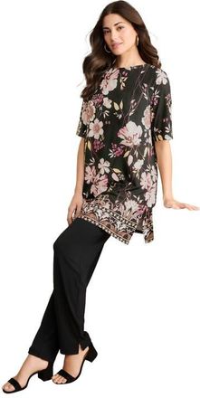 Roaman's Printed Tunic in Black Abilene Floral at Nordstrom, Size 16