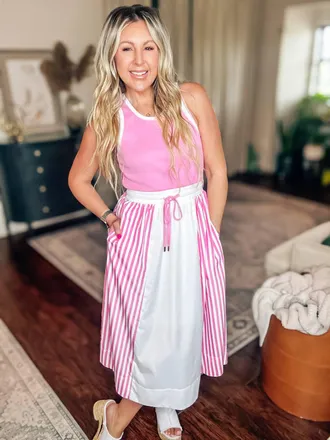 Entro Pretty Tank Midi Dress In Pink