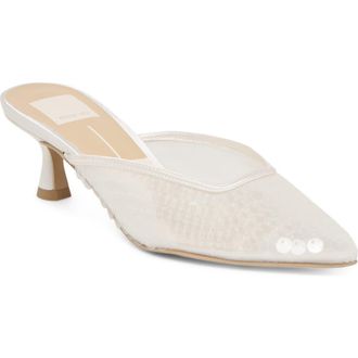 Dolce Vita Cleo Shimmer Kitten Heel Mule in Ivory Sequin at Nordstrom, Size 9.5