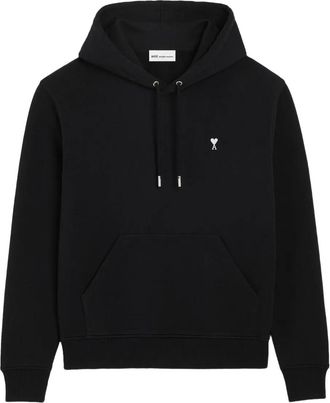 Ami Ami de Coeur embroidered hoodie - men - Cotton/Cotton/Elastane - S - Black