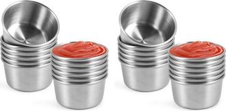 OEM Cuencos Para Salsa, Ramequines, Tazas Para Salsa, Recipientes Para Condimentos Para Postres, Para Fiestas En Casa O Restaurantes (plateado, 24 Piezas,