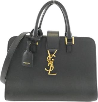 Saint Laurent Pre-owned Baby Cabas Monogram Calf Handbag - Dames - Vintage Handtas - Zwart - ONE Size - Leer - Vintage