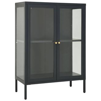 Berkfield Home Sideboard Anthracite 75x35x105 cm Steel & Glass in Dark Grey | Size: 75 x 35 x 105 cm