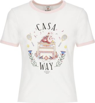Casablanca White Pima Casaway Print T-Shirt