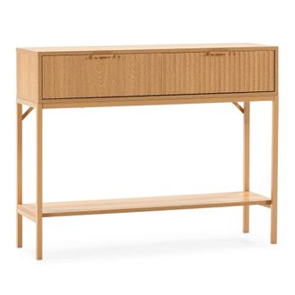 HOMN Mesa consola 2 cajones efecto roble