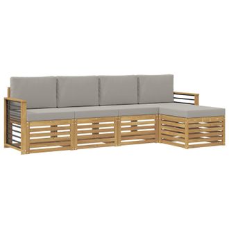 vidaXL Conjunto De Sof&aacute;s De Exterior 5 Pcs Blanco Y Gris Claro Vidaxl