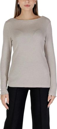 Street One Beige Viscose Top & T-Shirt - Dames - Longsleeves - Beige - M - Tops