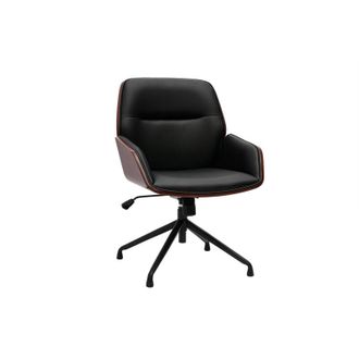 Miliboo Miliboo - Silla De Oficina Giratoria De Dise&ntilde;o 360&deg; Negro, Madera Oscura Y Metal Negro Marlow