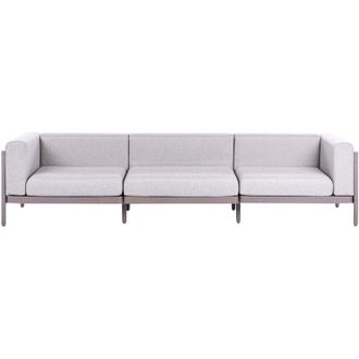 Beliani 3 Seater Garden Sofa Taupe Synthetic Frame Outdoor with Cushions Modern Style FERRETTI