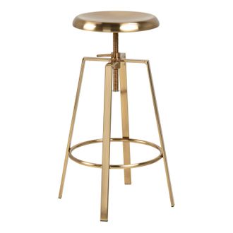 Furniture To Go Goose Bar Stool Without Back in Gold Brushed Steel With Adjustable Height
