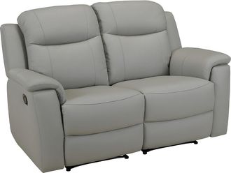 Vente-Unique Sof&aacute; 2 plazas relax EVASION de piel - Gris claro