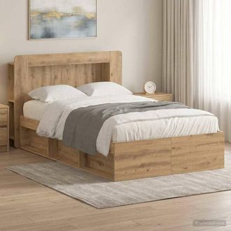 Berkfield Home Bed Frame with Storage Artisan Oak 120 x 200 cm Engineered Wood in Brown