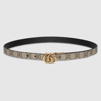Gucci GG Marmont Reversible Thin Belt, Beige, GG Canvas