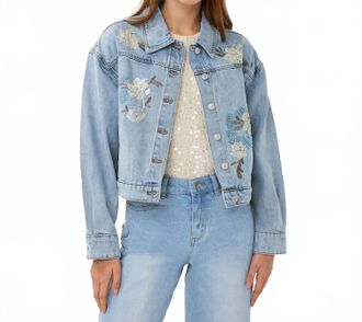 Esqualo Artwork Jacket In Light Denim