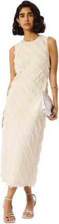 Whistles Fringe Textured Midi Dress in Ivory at Nordstrom, Size 10