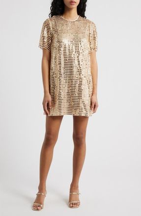 Saylor Stara Sequin Cocktail Shift Minidress in Gold at Nordstrom, Size X-Small