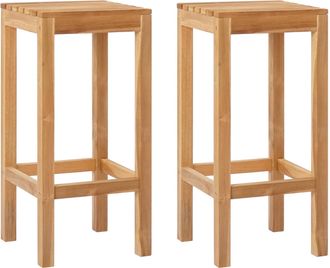 vidaXL Taburete De Bar 2 Uds. Natural Madera De Teca Maciza Vidaxl
