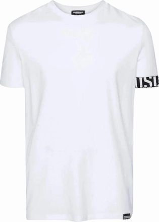Dsquared2 Mens DSQ Tape Arm Band Logo White T-Shirt - Size: 36