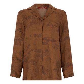 Max Mara Shirts, female, Brown, Size: M Printed Silk Shirt