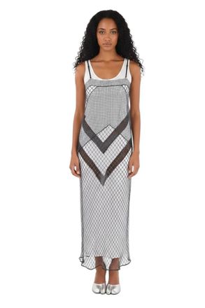 Maison Margiela Grey Geometric Scoop Neck Maxi Dress