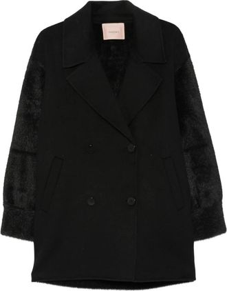 Twinset Caban - Dames - Mantel - Zwart - M - Leer - Jassen