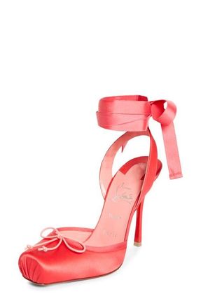 Christian Louboutin Cassia Lace-Up Slingback Pump in Grapefruit at Nordstrom, Size 11.5Us