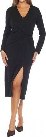 Joseph Ribkoff Knot Front Slit Midi Sheath Dress In Black